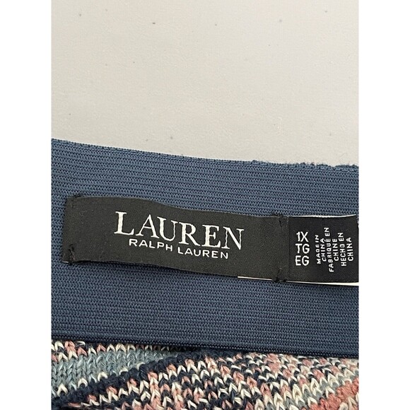 Ralph Lauren Women’s Geo-Motif Linen Cotton Pencil Skirt Pink Blue Size 1X‎ NWT - Picture 5 of 11